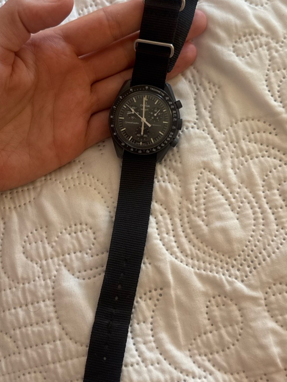 Omega Black Men's Nylon Strap Watch